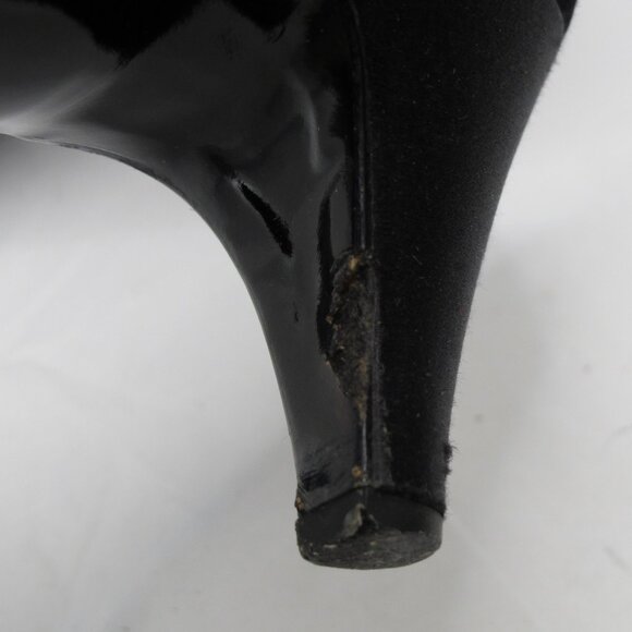 Geoffrey Beene black satin peep-toe heel with silver details 8.5N - Picture 6 of 8
